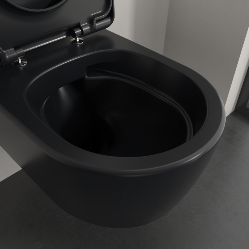 Vas WC suspendat Villeroy&Boch, Skyla CeramicPlus, TwistFlush, Combi-Pack, capac soft close, pure black